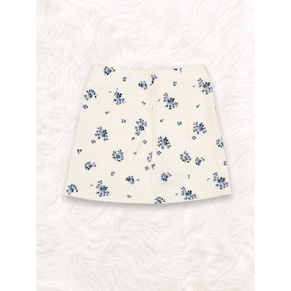 American Eagle Floral Mini Skirt Size Small Cottagecore Coquette Linen Blend